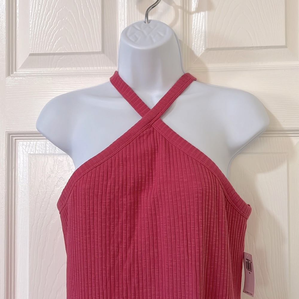 NWT - Fitted Rib-Knit Halter Midi Dress